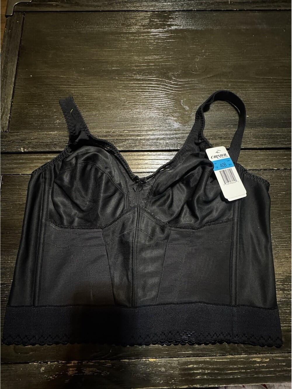 NWT Carnival Creations 720 Longline Bra 40B Black Camisole Shapewear Vintage